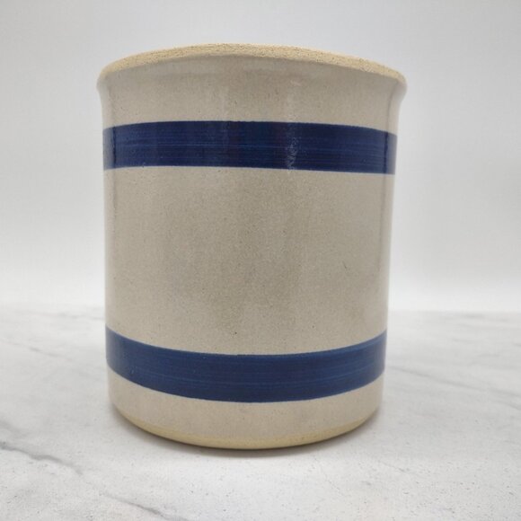 VTG Crock RRP Co Blue Stripe Band Roseville Ohio Pottery USA 303-E Stoneware 1Qt - Picture 1 of 7
